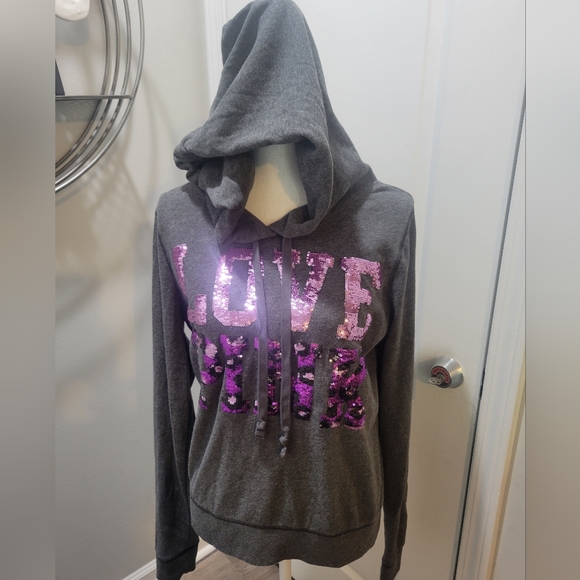 PINK Victoria's Secret Tops - VS PINK ZEBRA BLING HOODIE